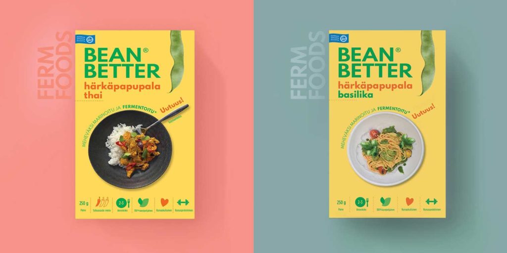 Ferm Foods brändi Bean Better - miltä pakkaukset tulevat näyttämään