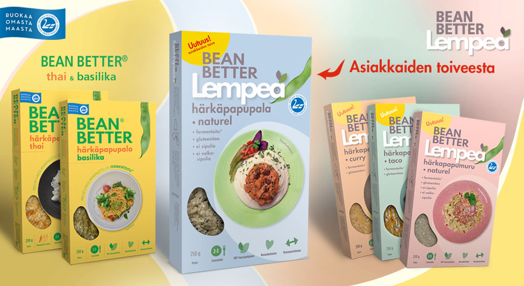 Uutuus! Asiakkaiden toiveesta uusi Bean Better Lempeä härkäpapupala naturel.